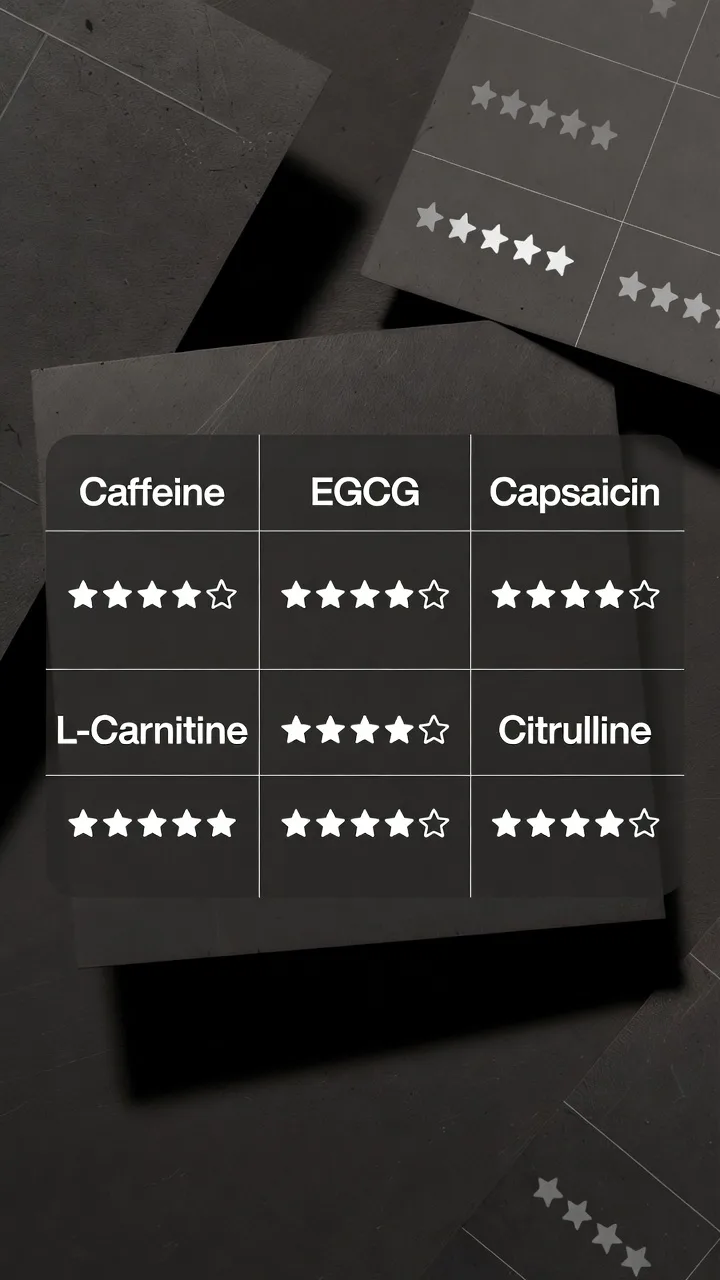 Fat Burner Test: Wirkstoffe im Vergleich — Koffein, EGCG, Capsaicin, L-Carnitin und Citrullin