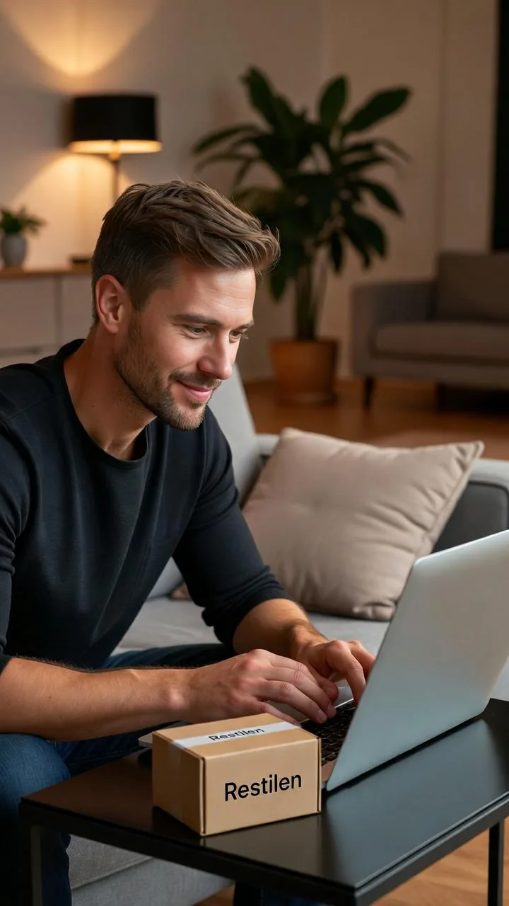 NMN kaufen DM Alternative: Person kauft hochwertiges Stress-Supplement direkt online am Laptop